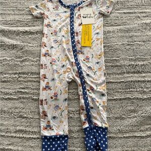 Kids Footie - White and Blue